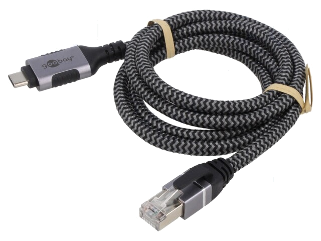 Kabel; USB 3.1; RJ45-stekker,USB-C-stekker; vernikkeld; 2m; 1Gbps Kabel; USB 3.1; RJ45-stekker,USB-C-stekker; vernikkeld; 2m; 1Gbps